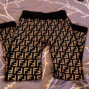 Black and orange active pants